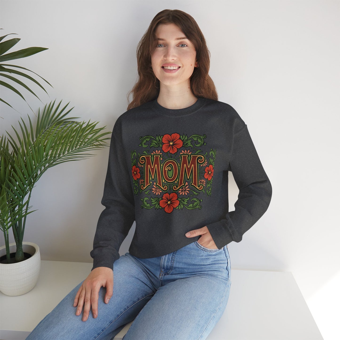Floral Mom Crewneck Sweatshirt – Cozy Gift for Moms
