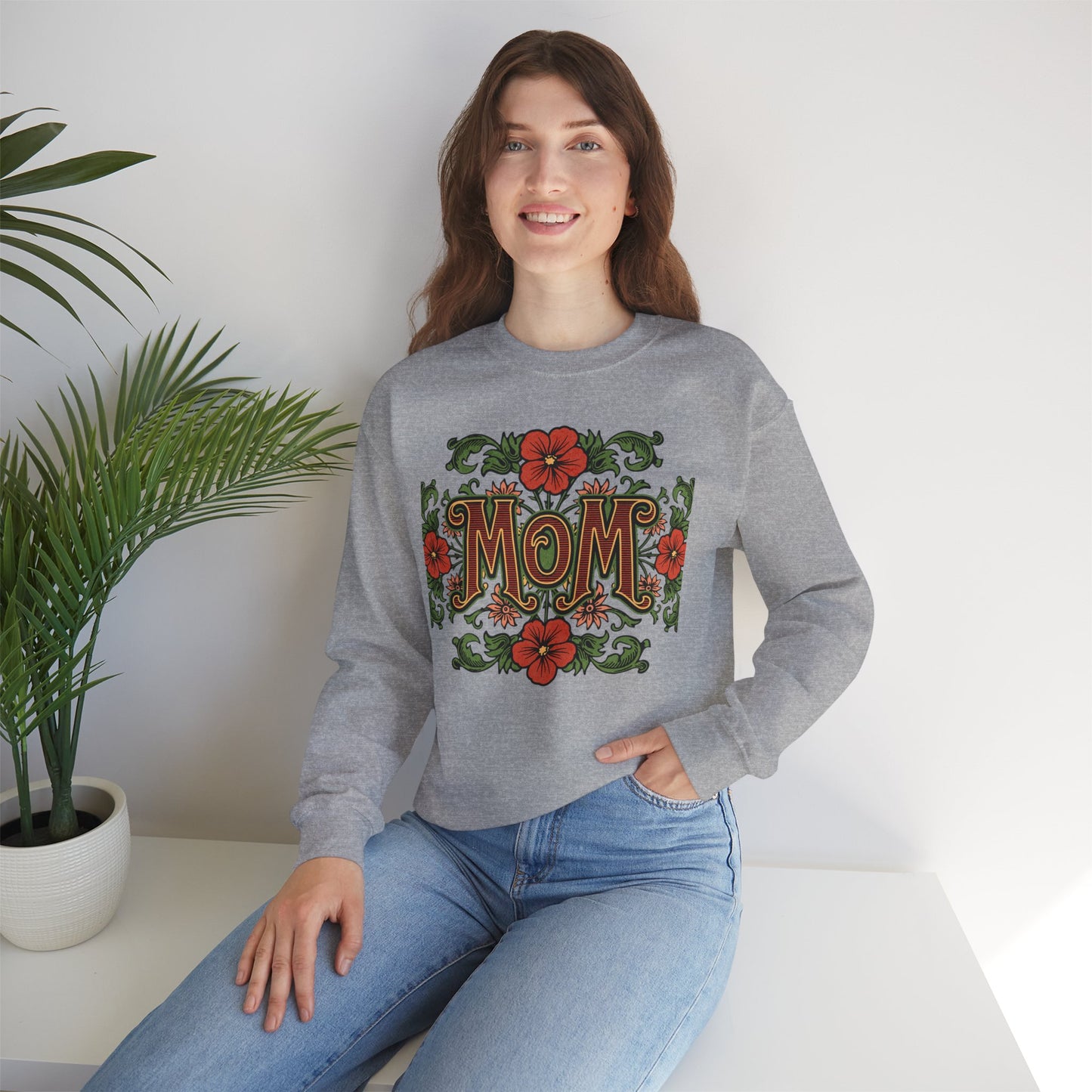 Floral Mom Crewneck Sweatshirt – Cozy Gift for Moms