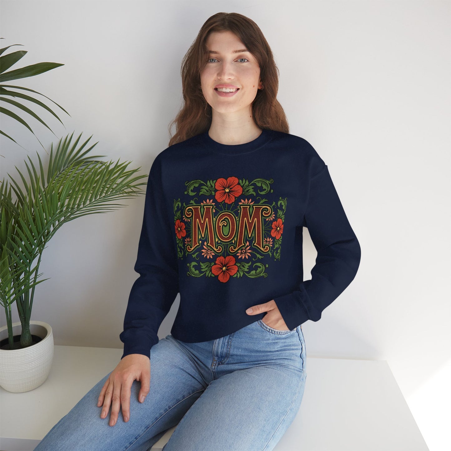 Floral Mom Crewneck Sweatshirt – Cozy Gift for Moms