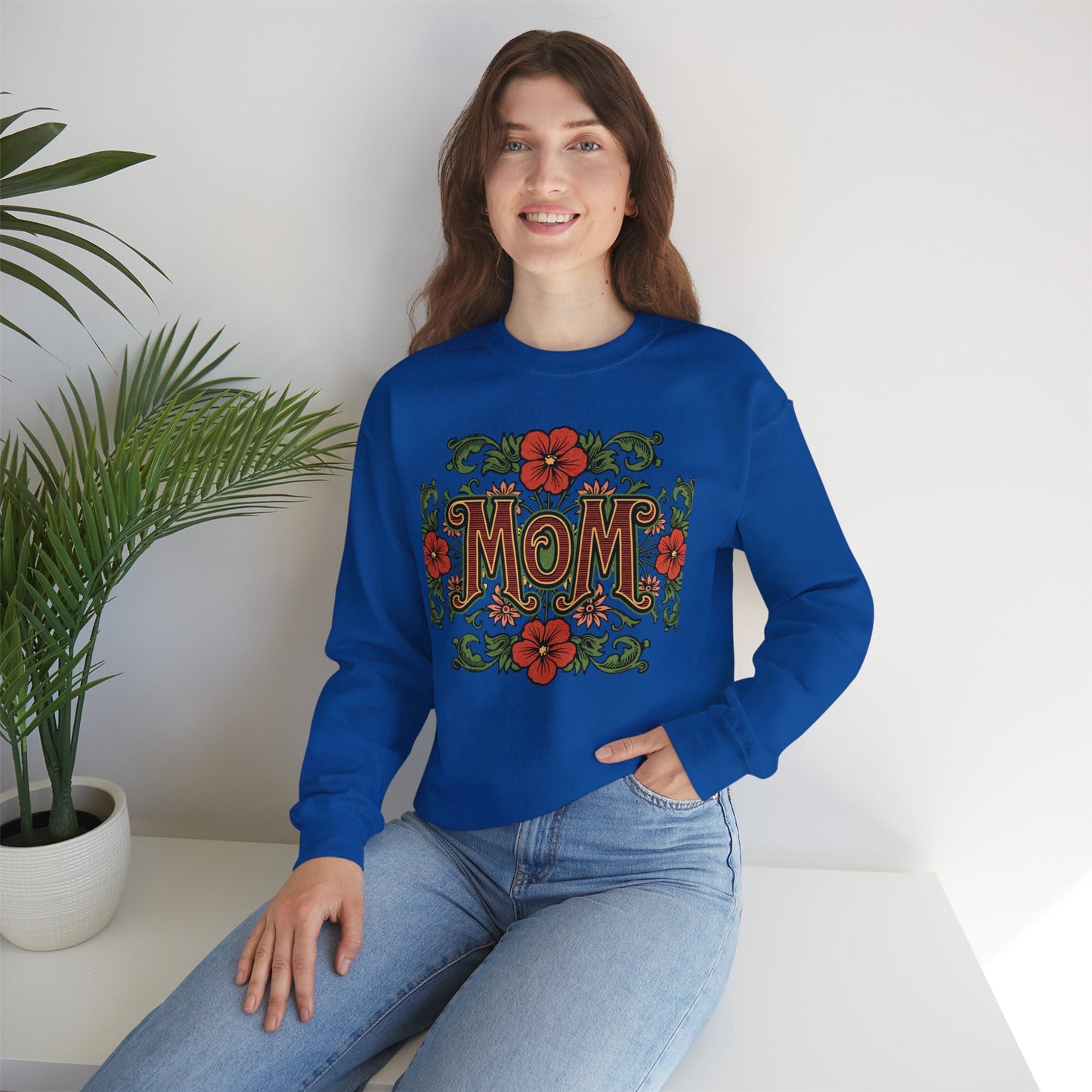 Floral Mom Crewneck Sweatshirt – Cozy Gift for Moms