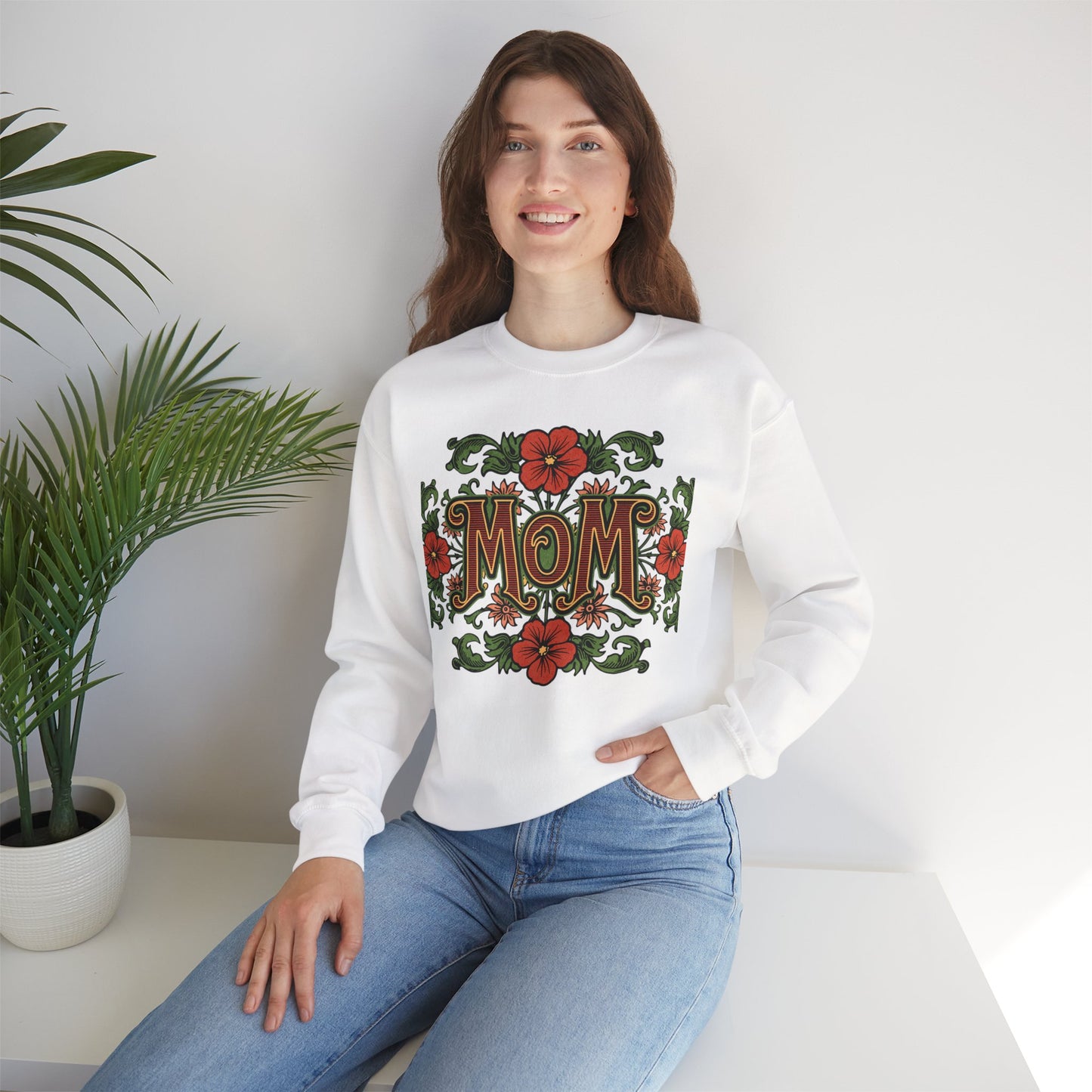 Floral Mom Crewneck Sweatshirt – Cozy Gift for Moms