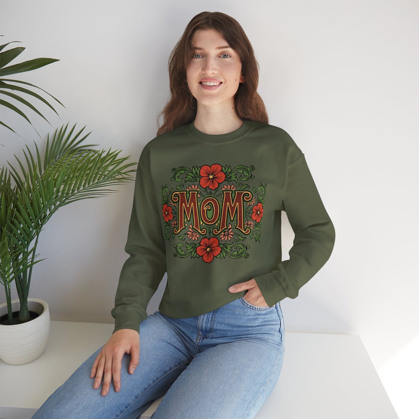 Floral Mom Crewneck Sweatshirt – Cozy Gift for Moms