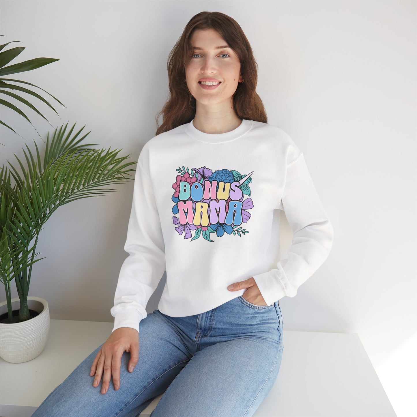 Bonus Mama Floral Sweatshirt | Unisex Heavy Blend™ Crewneck