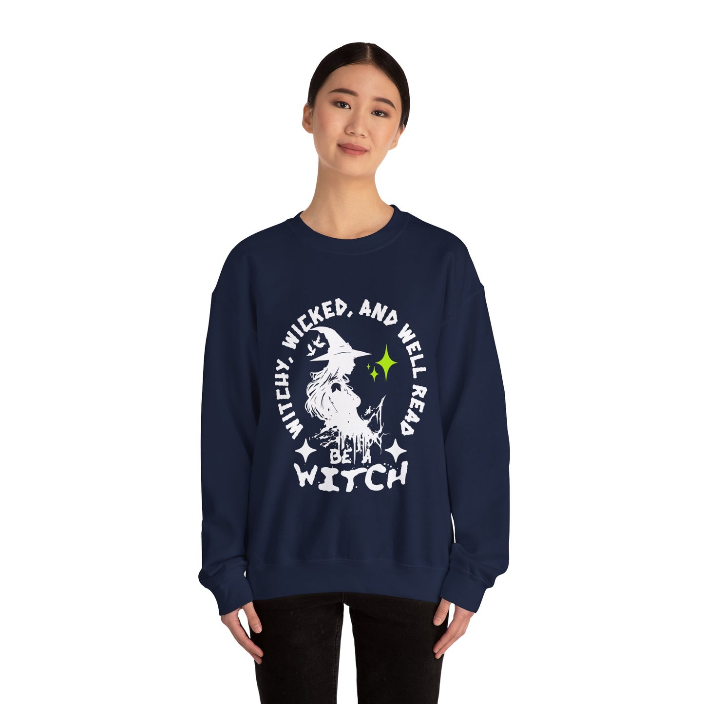 Witchy wicked and well read Crewneck Sweatshirt | Gift for Book Lovers | Halloween Apparel | Cozy Sweatshirt | Spooky Season Fashion | Witchy Vibes