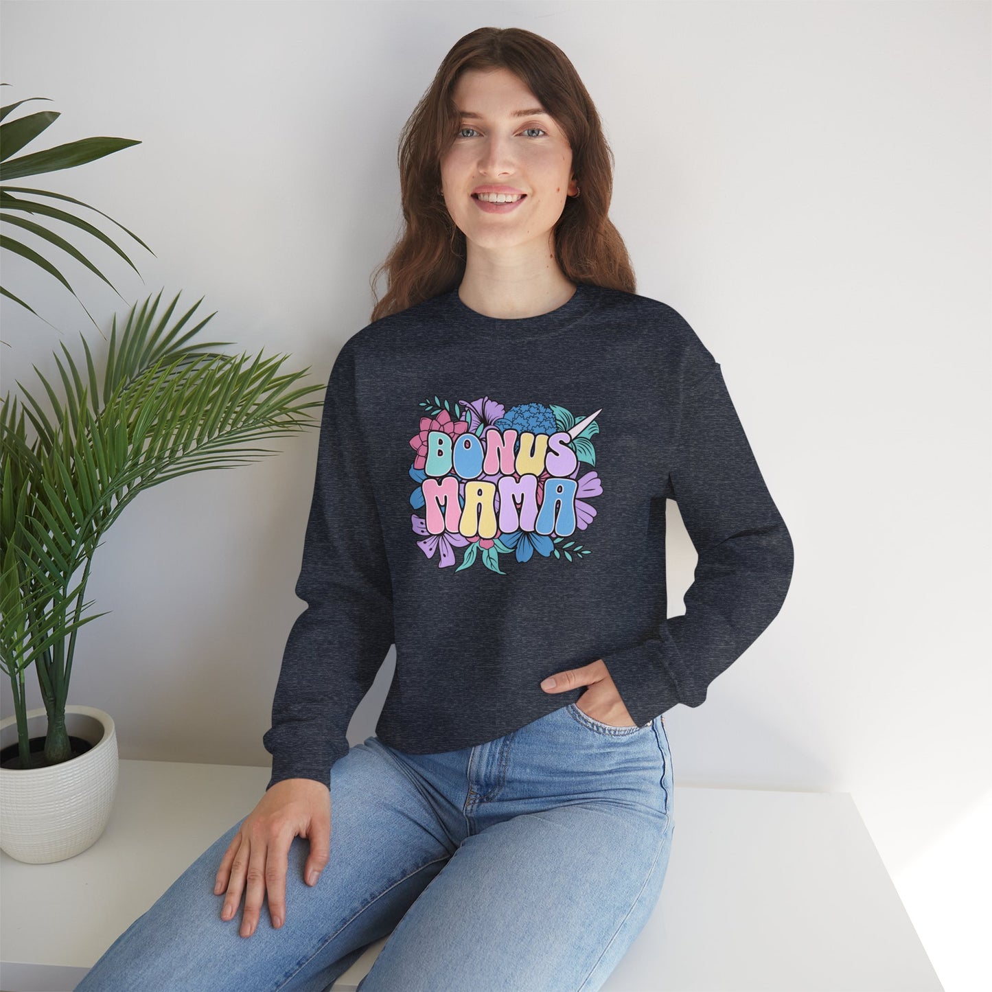 Bonus Mama Floral Sweatshirt | Unisex Heavy Blend™ Crewneck