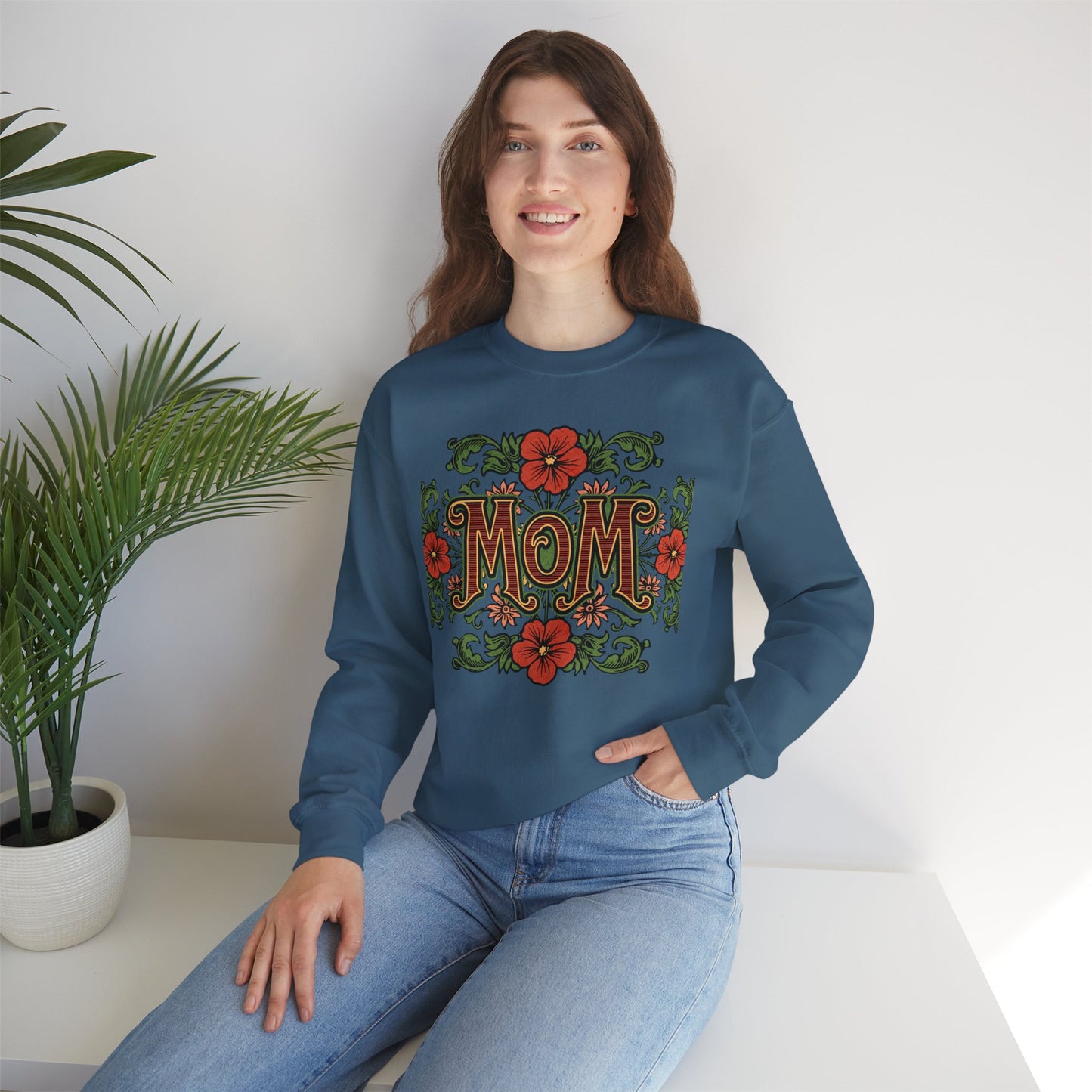 Floral Mom Crewneck Sweatshirt – Cozy Gift for Moms
