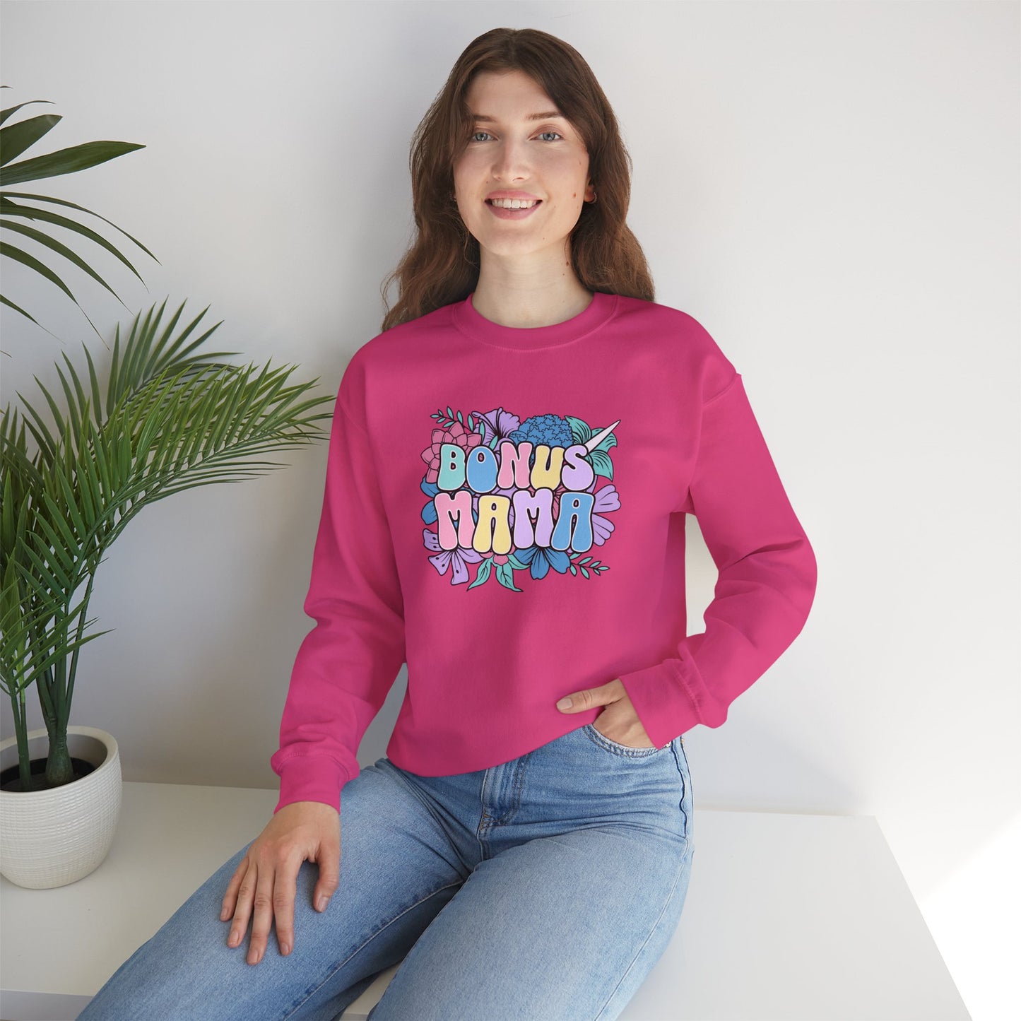 Bonus Mama Floral Sweatshirt | Unisex Heavy Blend™ Crewneck