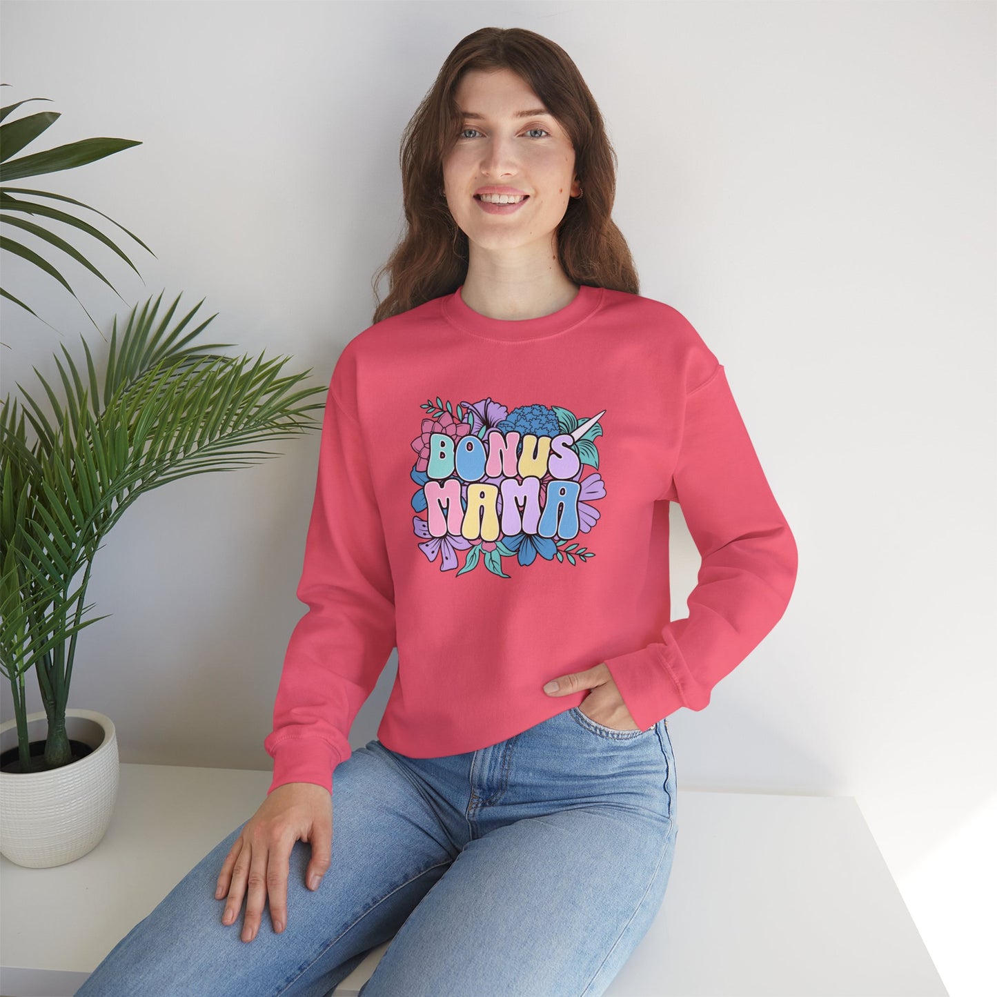 Bonus Mama Floral Sweatshirt | Unisex Heavy Blend™ Crewneck
