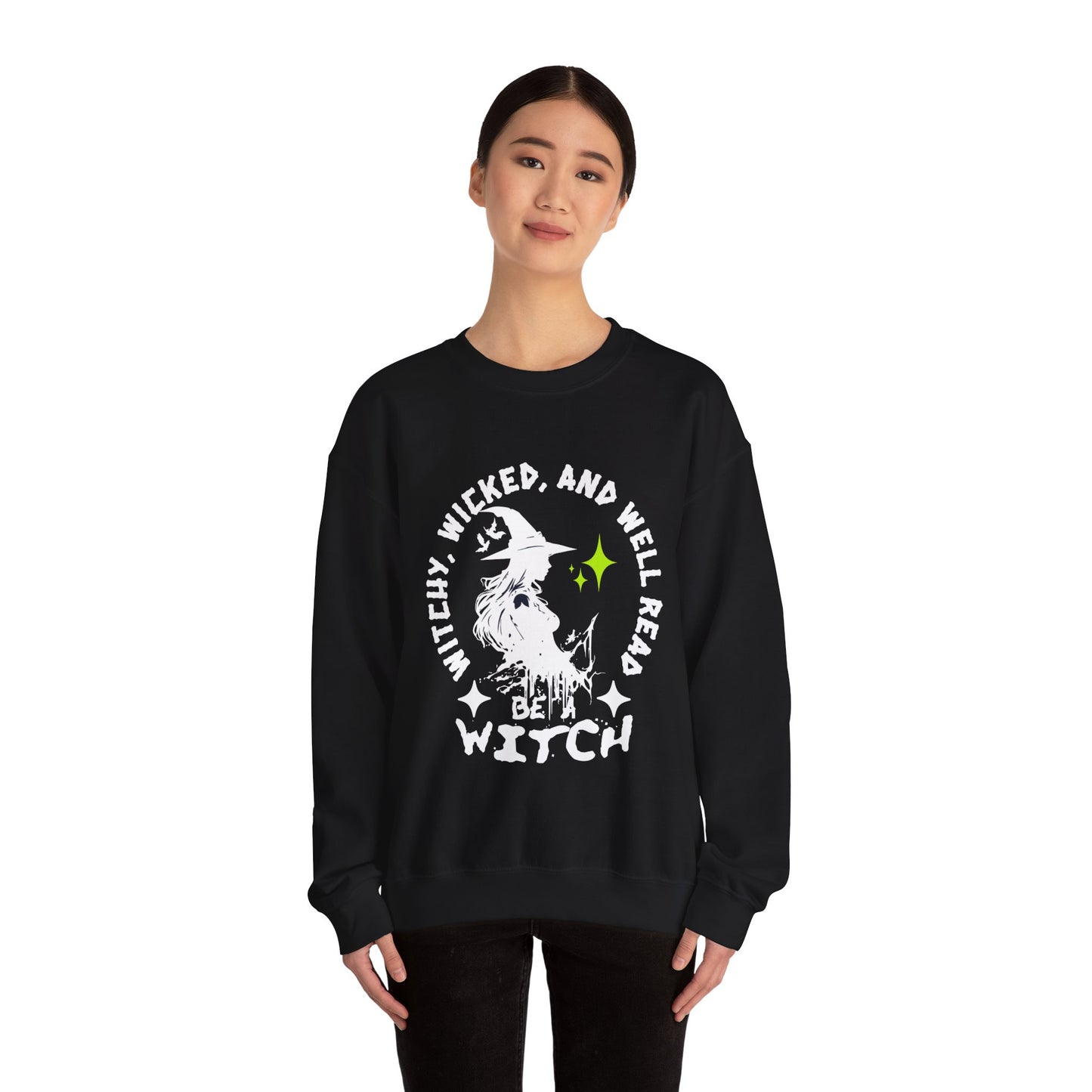 Witchy wicked and well read Crewneck Sweatshirt | Gift for Book Lovers | Halloween Apparel | Cozy Sweatshirt | Spooky Season Fashion | Witchy Vibes