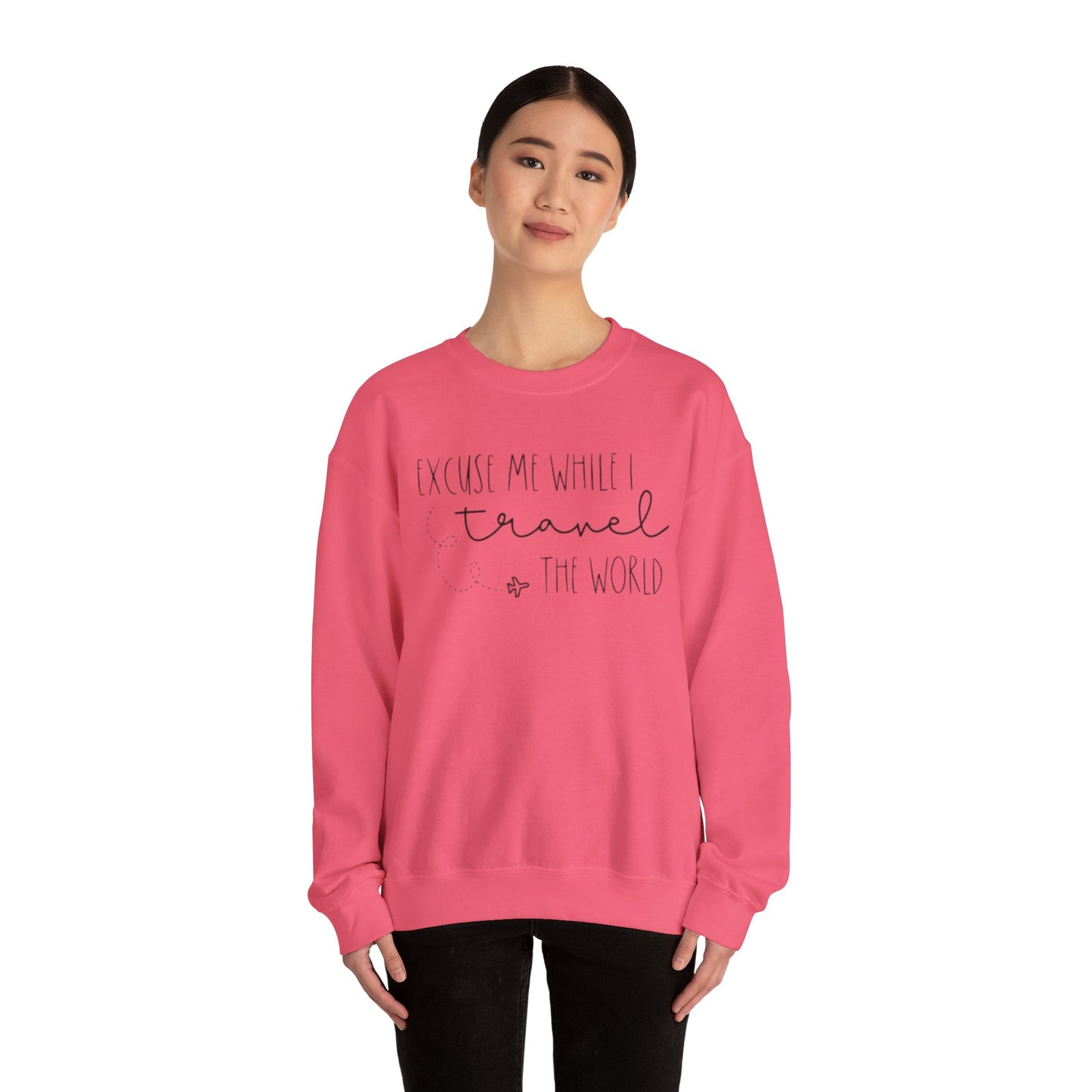 Excuse Me While I Travel Crewneck Sweatshirt – Cozy Unisex Travel Sweatshirt