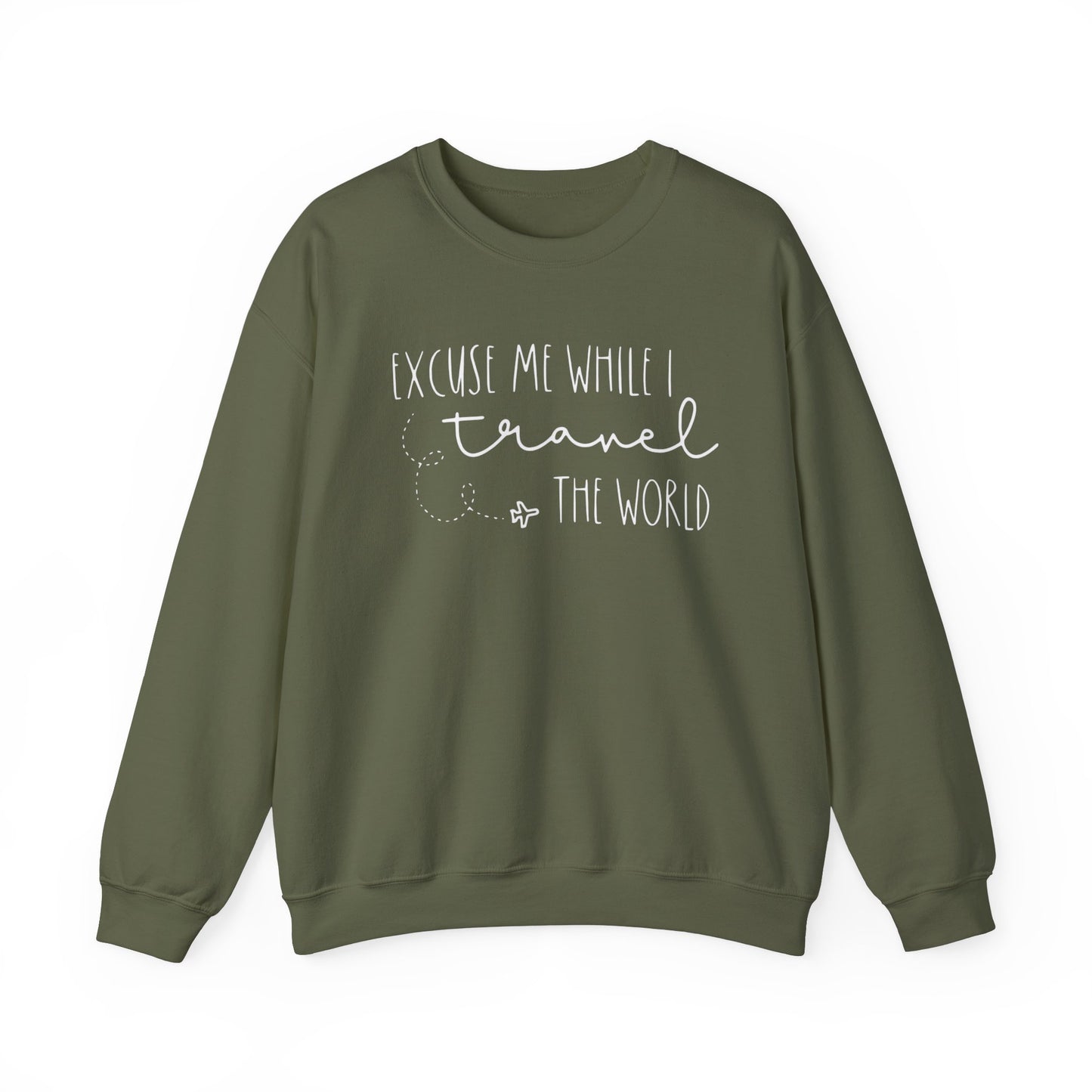 Excuse Me While I Travel the World Crewneck Sweatshirt - Cozy Travel Sweatshirt for Adventurers