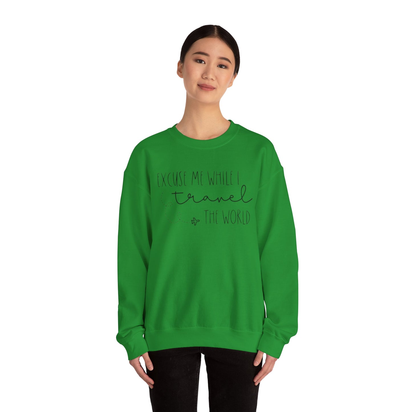 Excuse Me While I Travel Crewneck Sweatshirt – Cozy Unisex Travel Sweatshirt