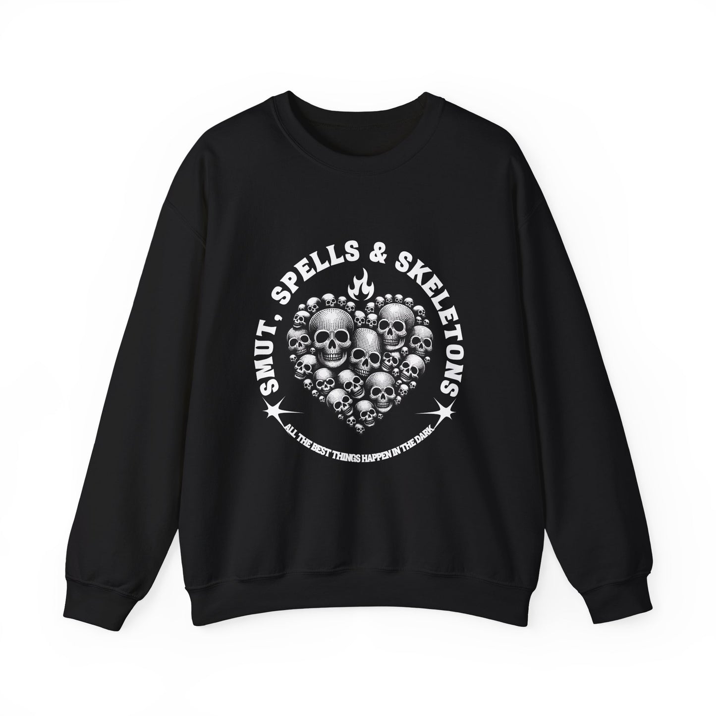 Smut, spells, and skeletons Crewneck Sweatshirt, Cozy Casual Wear, Perfect for Halloween, Gifts for Goth Lovers, Trendy Everyday Style