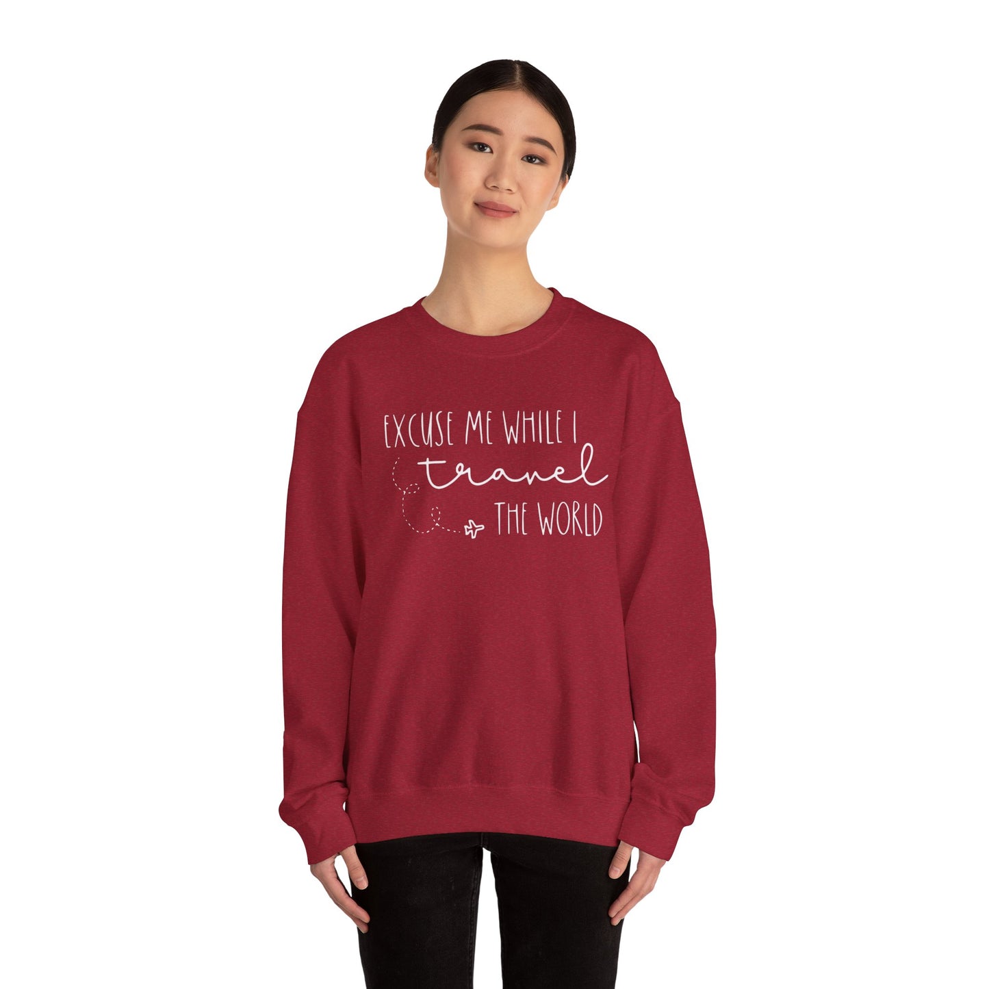 Excuse Me While I Travel the World Crewneck Sweatshirt - Cozy Travel Sweatshirt for Adventurers