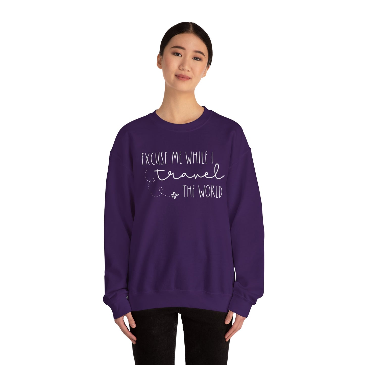 Excuse Me While I Travel the World Crewneck Sweatshirt - Cozy Travel Sweatshirt for Adventurers