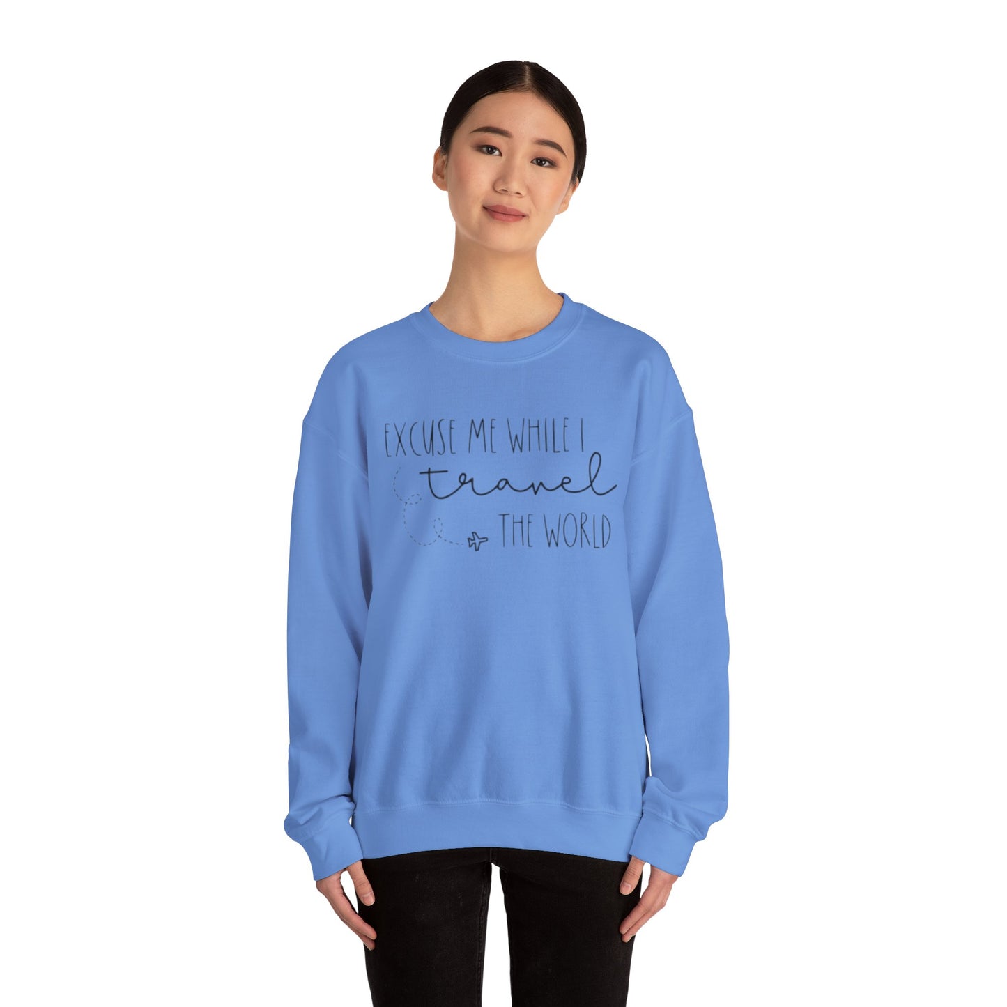 Excuse Me While I Travel Crewneck Sweatshirt – Cozy Unisex Travel Sweatshirt