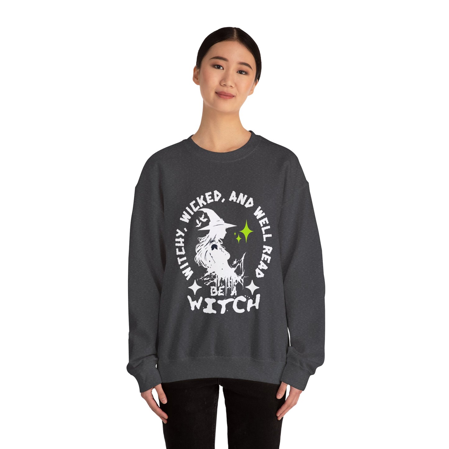 Witchy wicked and well read Crewneck Sweatshirt | Gift for Book Lovers | Halloween Apparel | Cozy Sweatshirt | Spooky Season Fashion | Witchy Vibes