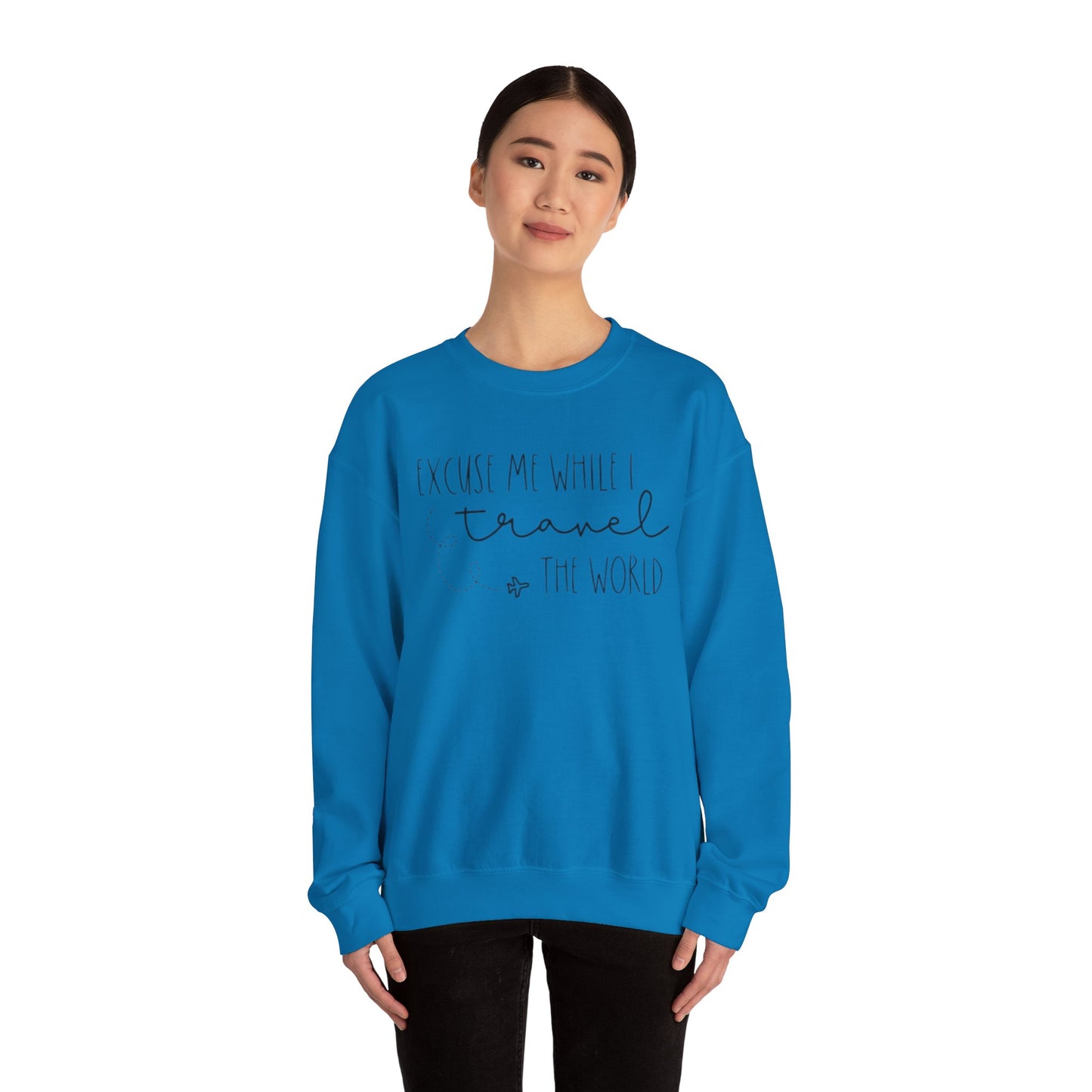 Excuse Me While I Travel Crewneck Sweatshirt – Cozy Unisex Travel Sweatshirt