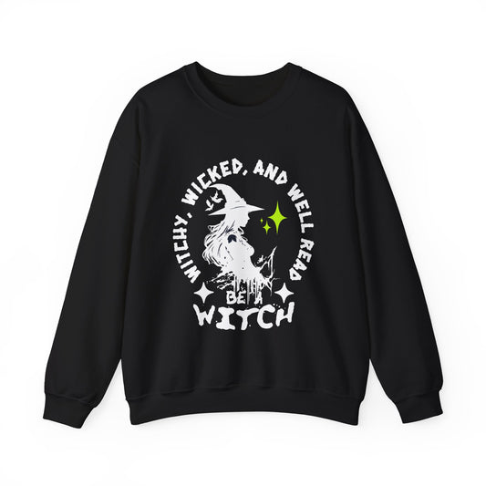 Witchy wicked and well read Crewneck Sweatshirt | Gift for Book Lovers | Halloween Apparel | Cozy Sweatshirt | Spooky Season Fashion | Witchy Vibes