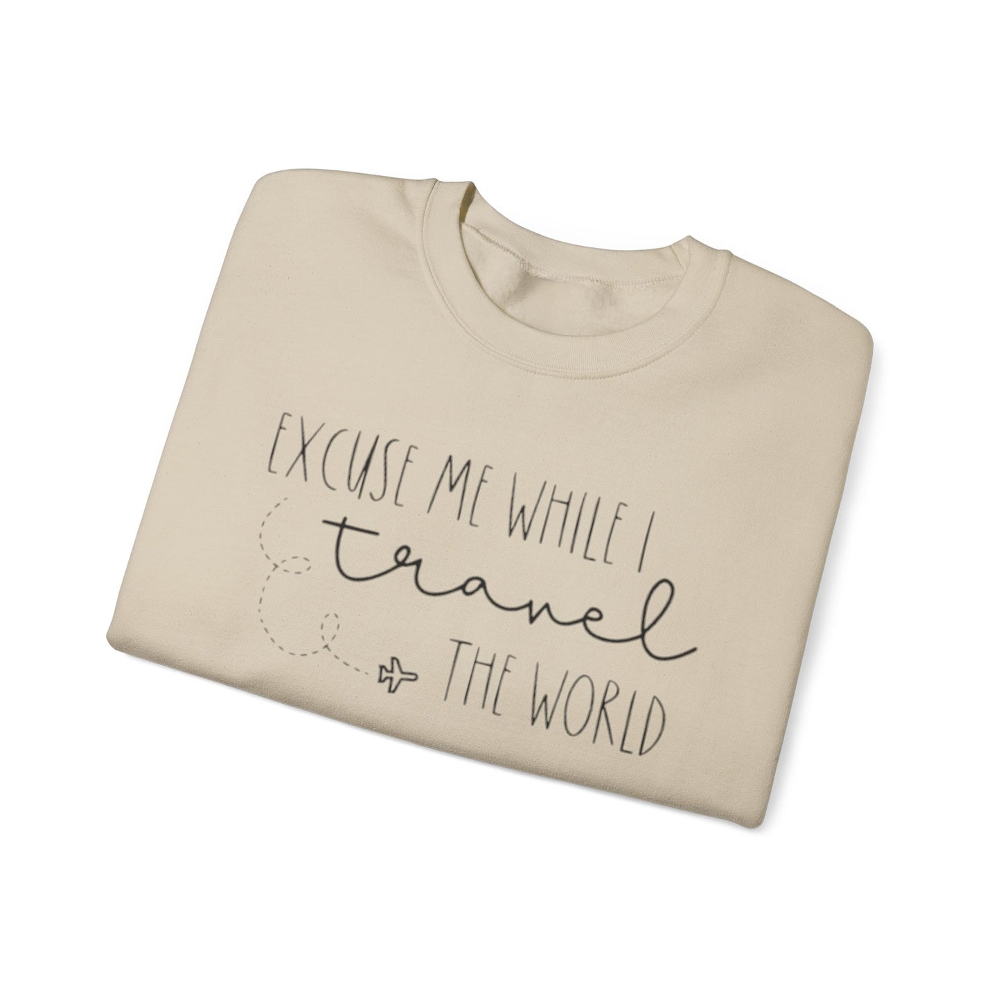 Excuse Me While I Travel Crewneck Sweatshirt – Cozy Unisex Travel Sweatshirt