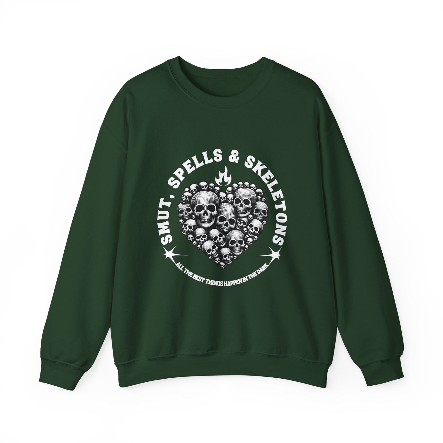 Smut, spells, and skeletons Crewneck Sweatshirt, Cozy Casual Wear, Perfect for Halloween, Gifts for Goth Lovers, Trendy Everyday Style