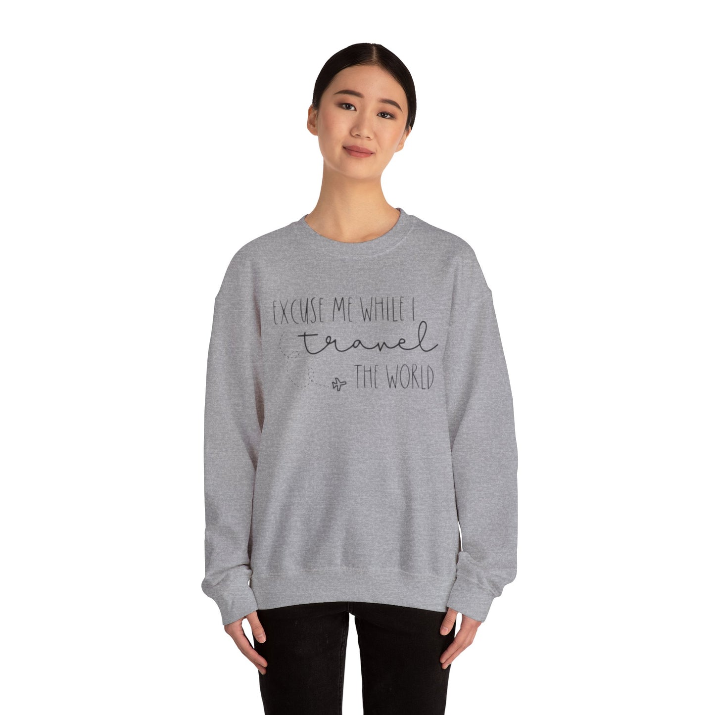 Excuse Me While I Travel Crewneck Sweatshirt – Cozy Unisex Travel Sweatshirt
