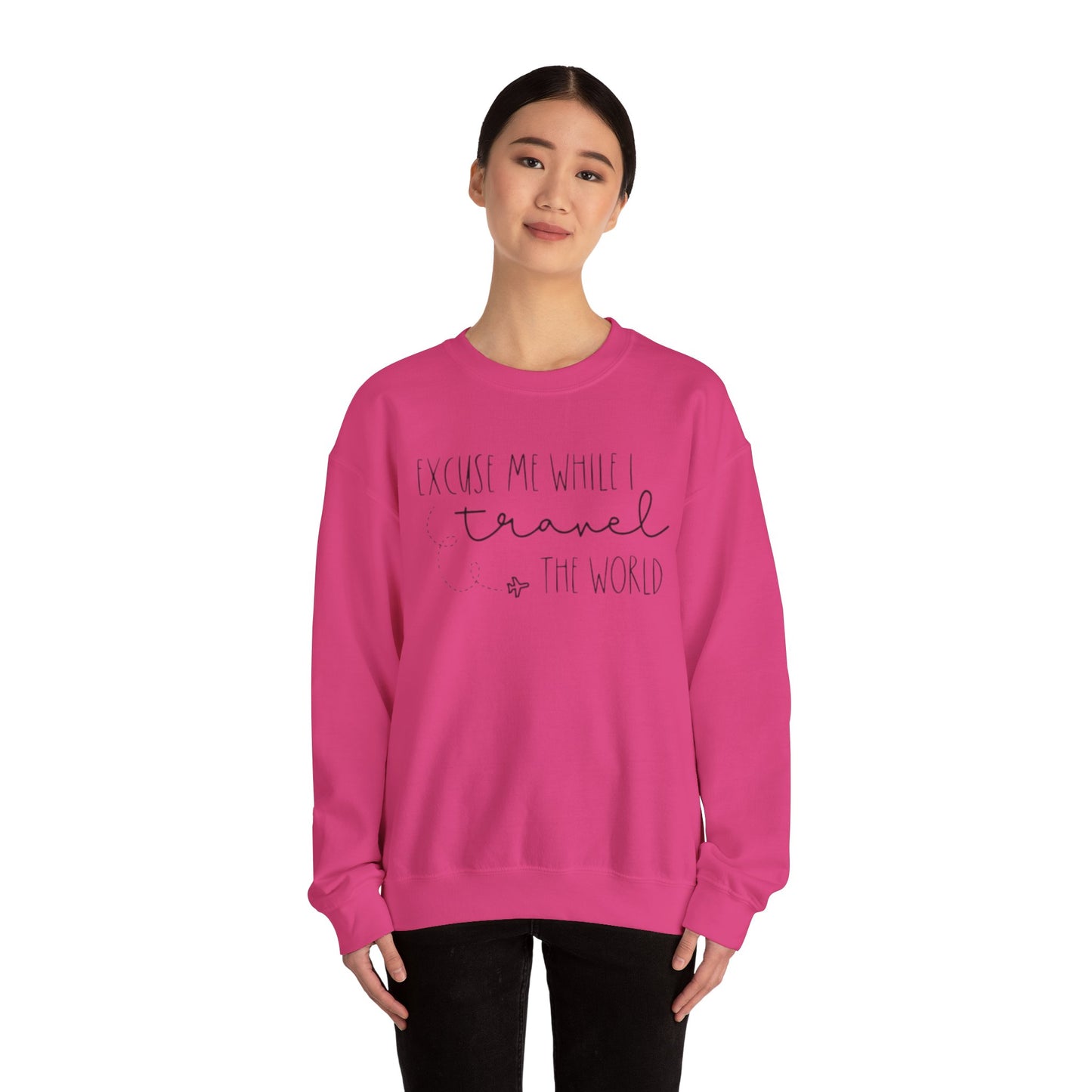 Excuse Me While I Travel Crewneck Sweatshirt – Cozy Unisex Travel Sweatshirt