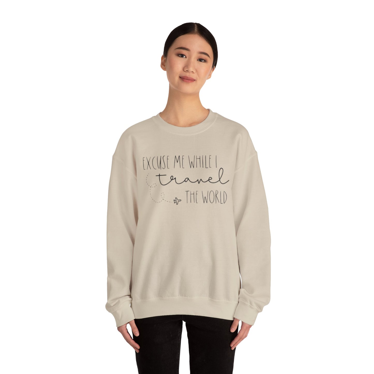 Excuse Me While I Travel Crewneck Sweatshirt – Cozy Unisex Travel Sweatshirt