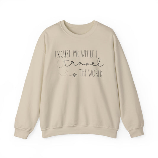 Excuse Me While I Travel Crewneck Sweatshirt – Cozy Unisex Travel Sweatshirt